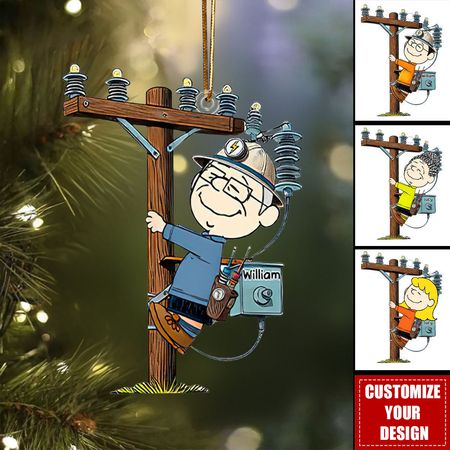 Personalized Lineman Christmas Acrylic Ornament  Gift For Lineman